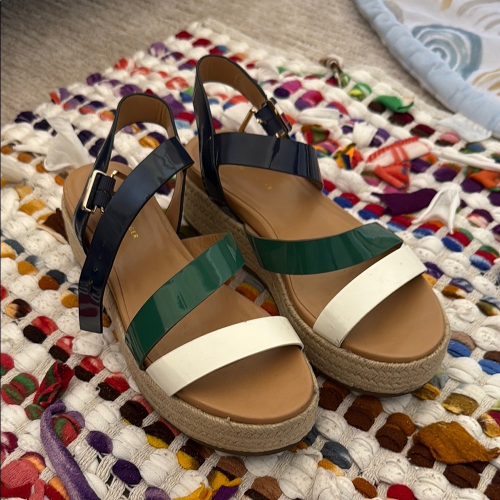 Tommy Hilfiger Green and White Espadrilles with Platform Sole